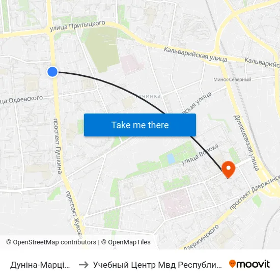 Дуніна-Марцінкевіча to Учебный Центр Мвд Республики Беларусь map