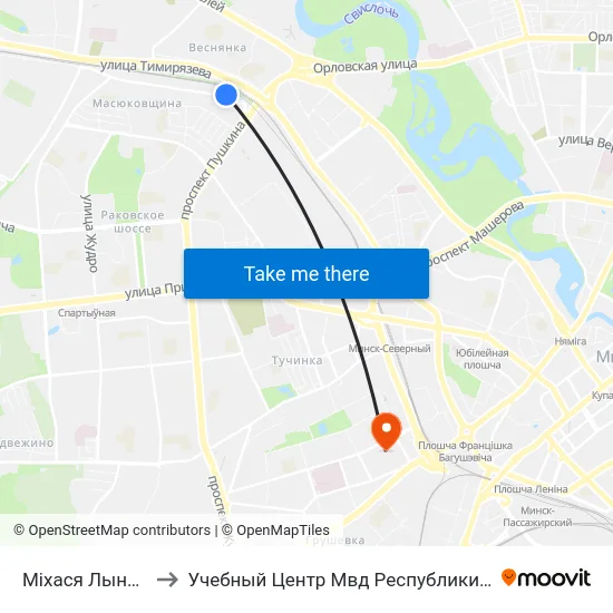 Міхася Лынькова to Учебный Центр Мвд Республики Беларусь map