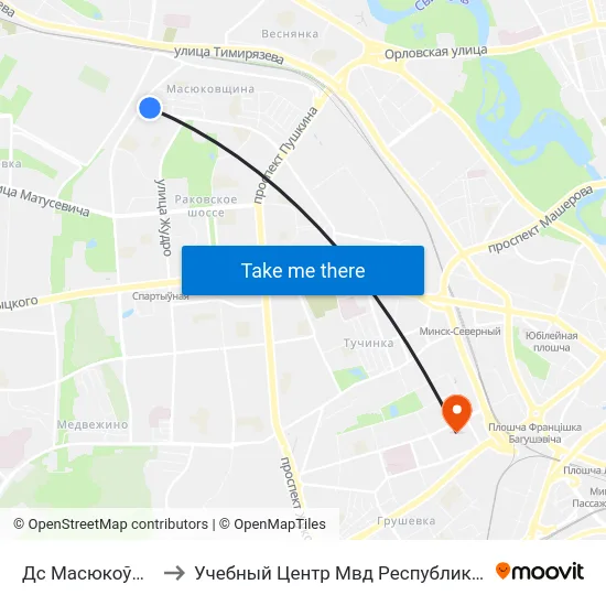 Дс Масюкоўшчына to Учебный Центр Мвд Республики Беларусь map