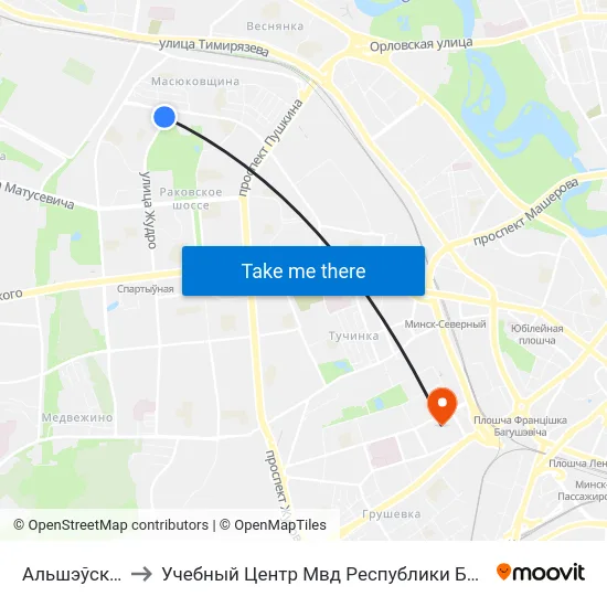 Альшэўскага to Учебный Центр Мвд Республики Беларусь map