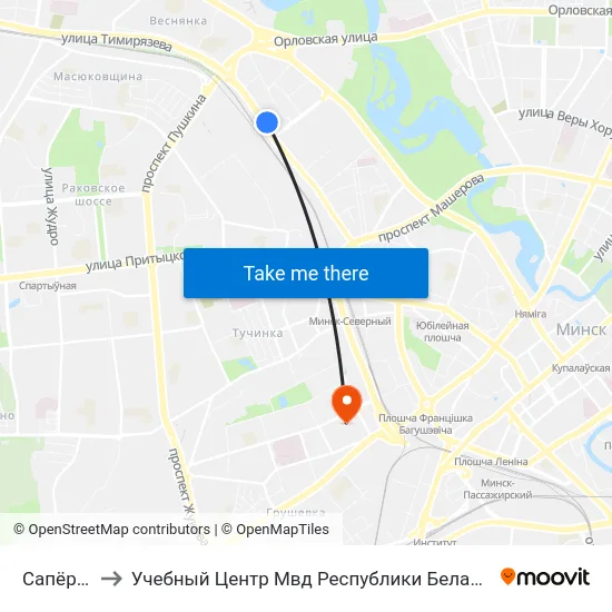 Сапёраў to Учебный Центр Мвд Республики Беларусь map