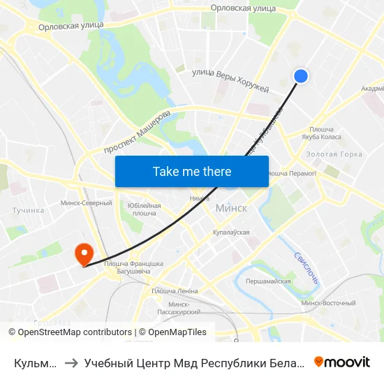 Кульман to Учебный Центр Мвд Республики Беларусь map