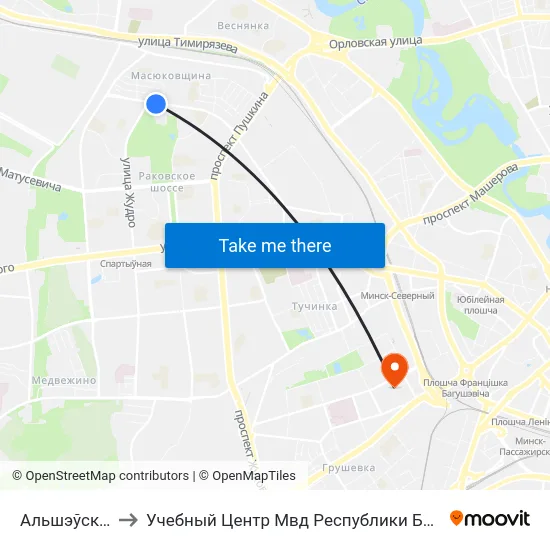 Альшэўскага to Учебный Центр Мвд Республики Беларусь map
