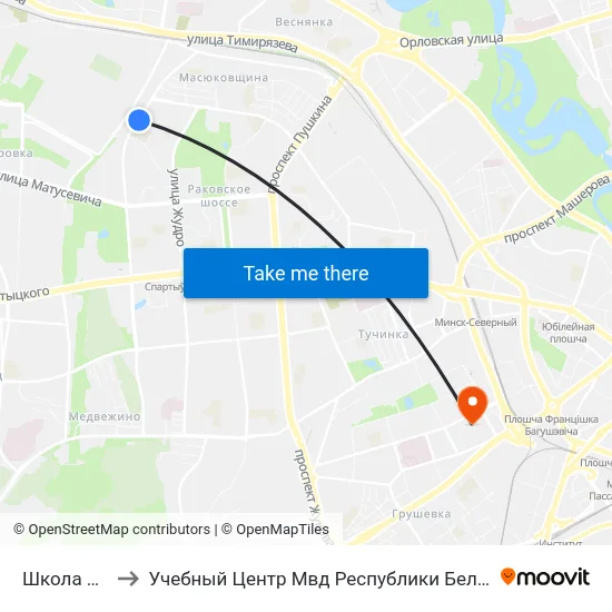 Школа 132 to Учебный Центр Мвд Республики Беларусь map