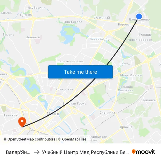 Валяр'Янава to Учебный Центр Мвд Республики Беларусь map