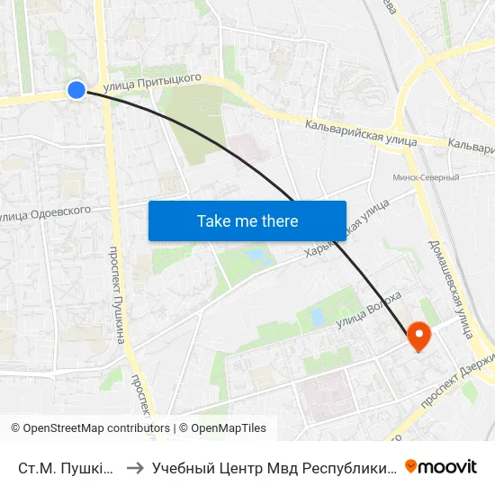 Ст.М. Пушкінская to Учебный Центр Мвд Республики Беларусь map
