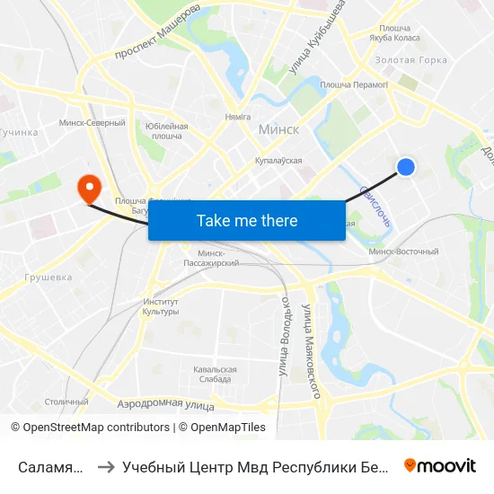 Саламяная to Учебный Центр Мвд Республики Беларусь map