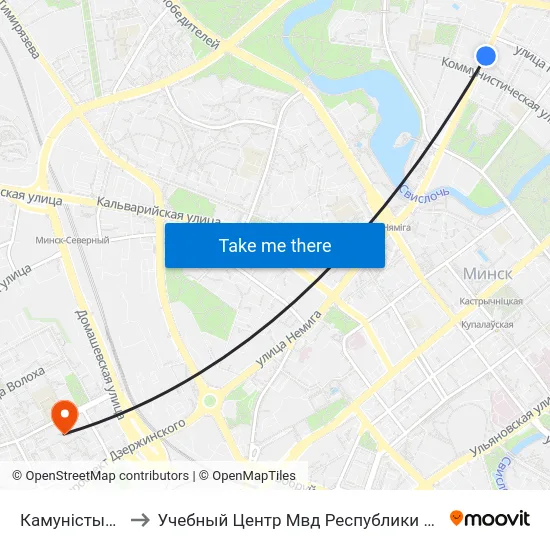 Камуністычная to Учебный Центр Мвд Республики Беларусь map