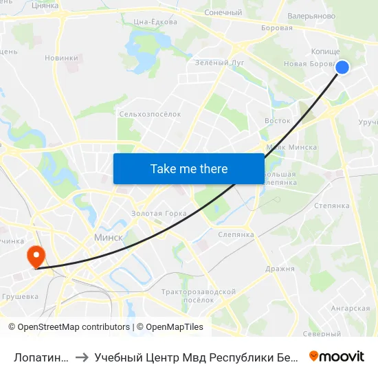 Лопатина 7 to Учебный Центр Мвд Республики Беларусь map