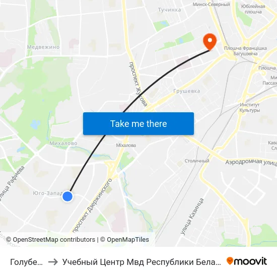 Голубева to Учебный Центр Мвд Республики Беларусь map