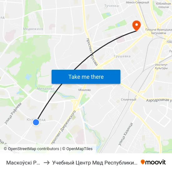 Маскоўскі Рынак to Учебный Центр Мвд Республики Беларусь map