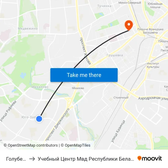 Голубева to Учебный Центр Мвд Республики Беларусь map
