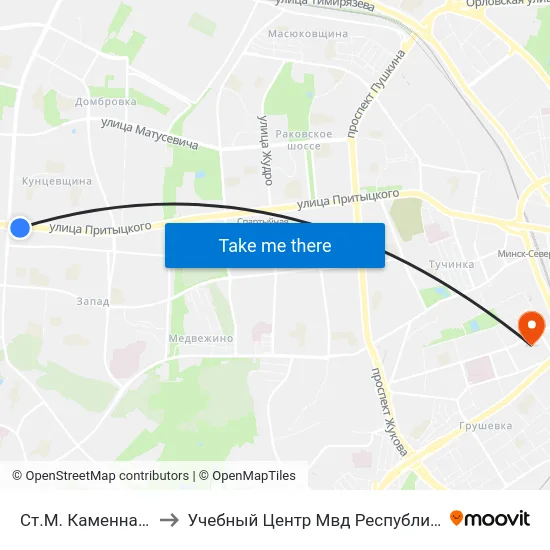 Ст.М. Каменная Горка to Учебный Центр Мвд Республики Беларусь map