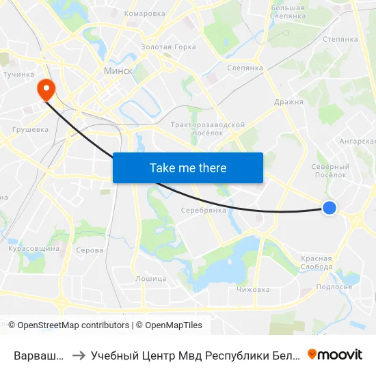 Варвашэні to Учебный Центр Мвд Республики Беларусь map