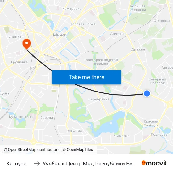 Катоўскага to Учебный Центр Мвд Республики Беларусь map