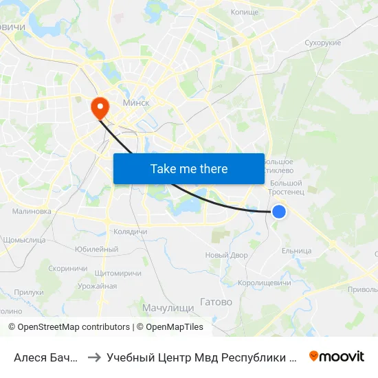 Алеся Бачылы to Учебный Центр Мвд Республики Беларусь map