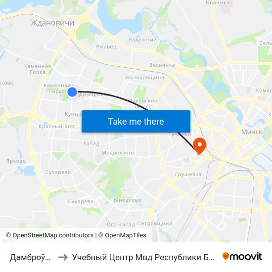 Дамброўка-3 to Учебный Центр Мвд Республики Беларусь map