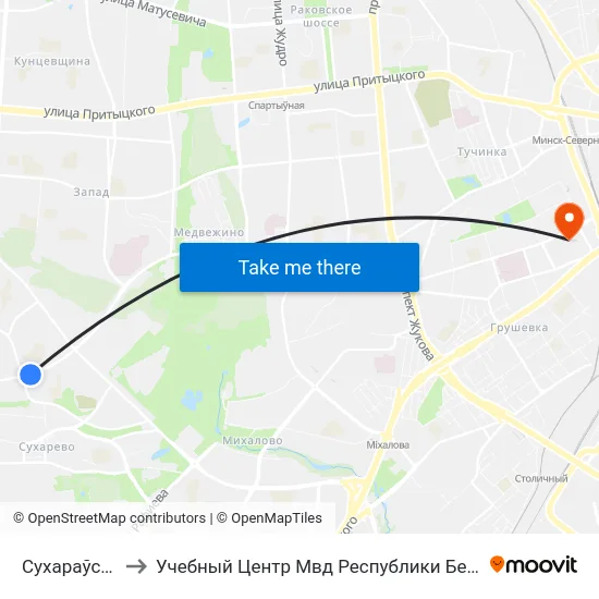 Сухараўская to Учебный Центр Мвд Республики Беларусь map