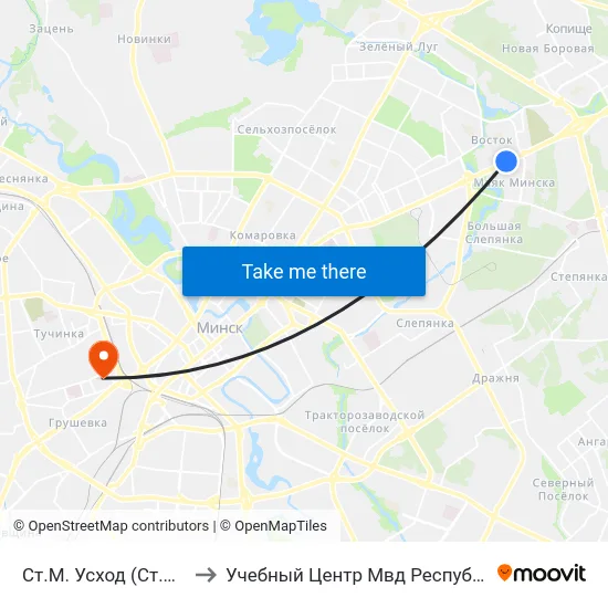 Ст.М. Усход (Ст.М. Восток) to Учебный Центр Мвд Республики Беларусь map