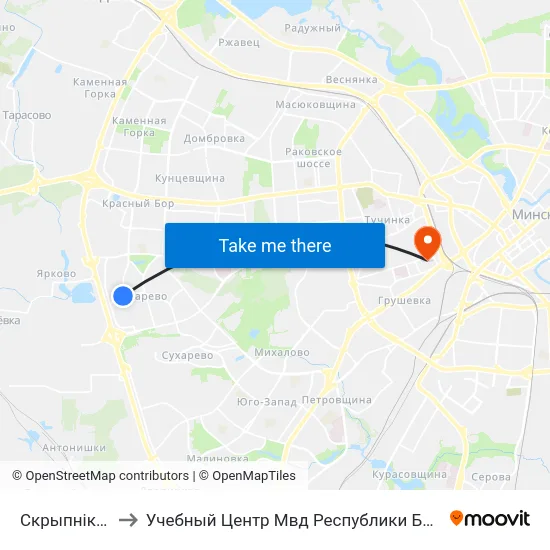 Скрыпнікава to Учебный Центр Мвд Республики Беларусь map