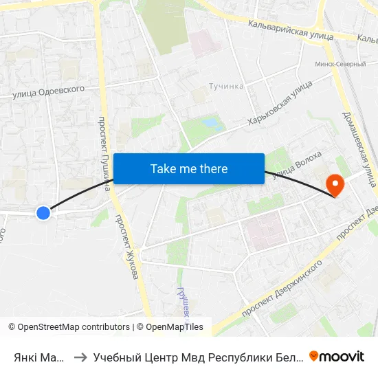 Янкі Маўра to Учебный Центр Мвд Республики Беларусь map