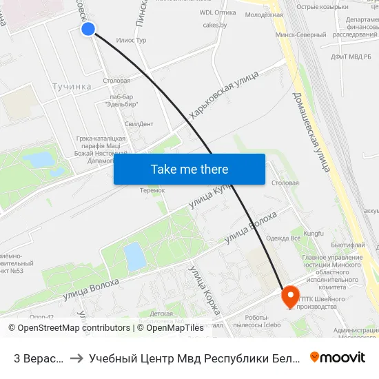 3 Верасня to Учебный Центр Мвд Республики Беларусь map
