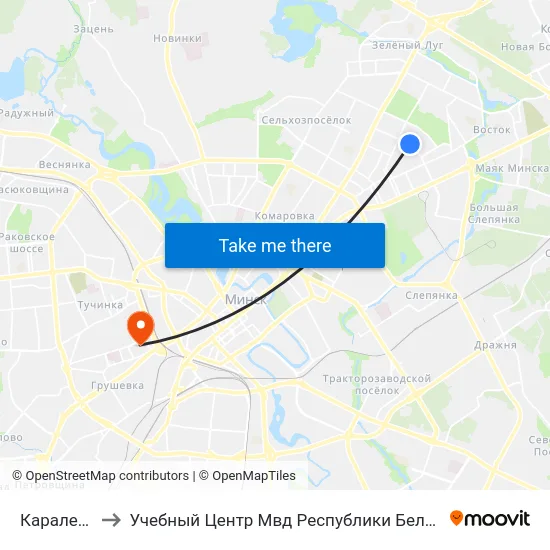 Караленкі to Учебный Центр Мвд Республики Беларусь map
