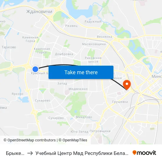 Брыкета to Учебный Центр Мвд Республики Беларусь map