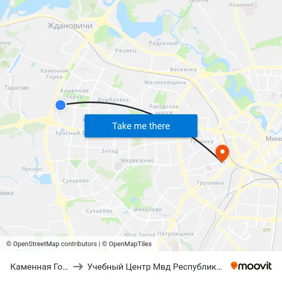 Каменная Горка-5 to Учебный Центр Мвд Республики Беларусь map