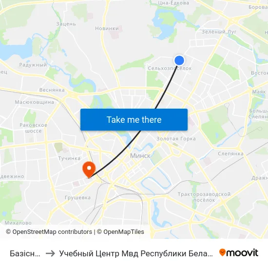 Базісная to Учебный Центр Мвд Республики Беларусь map