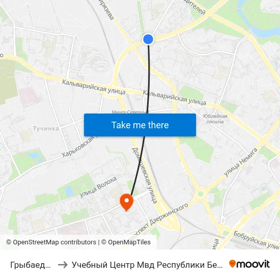 Грыбаедава to Учебный Центр Мвд Республики Беларусь map
