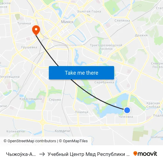 Чыжоўка-Арэна to Учебный Центр Мвд Республики Беларусь map