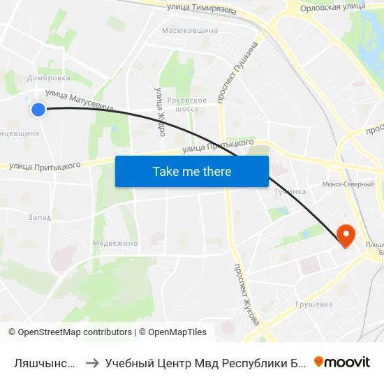 Ляшчынскага to Учебный Центр Мвд Республики Беларусь map