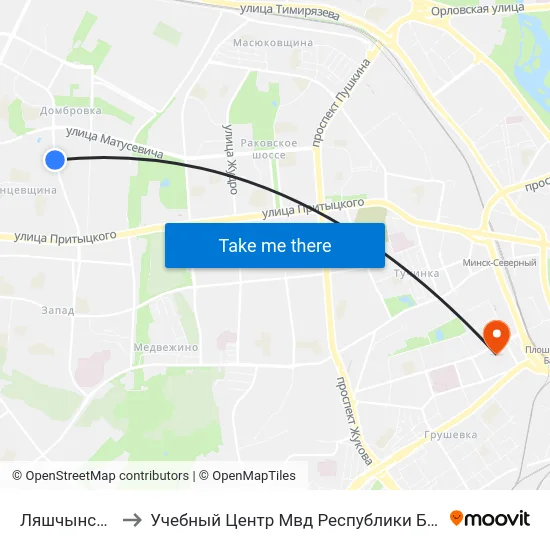 Ляшчынскага to Учебный Центр Мвд Республики Беларусь map