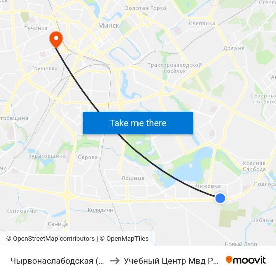 Чырвонаслабодская (Краснослободская) to Учебный Центр Мвд Республики Беларусь map