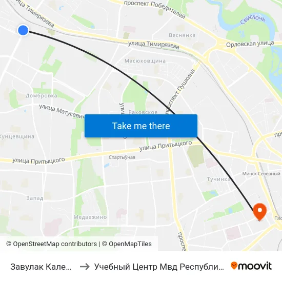 Завулак Калеснікава to Учебный Центр Мвд Республики Беларусь map