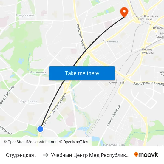 Студэнцкая Вёска to Учебный Центр Мвд Республики Беларусь map