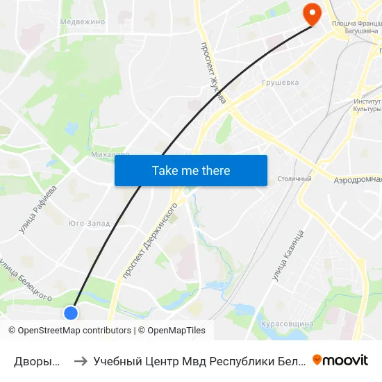 Дворышча to Учебный Центр Мвд Республики Беларусь map