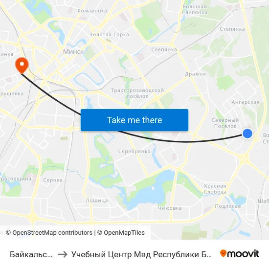 Байкальская to Учебный Центр Мвд Республики Беларусь map