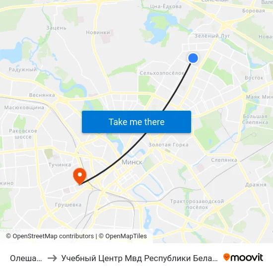 Олешава to Учебный Центр Мвд Республики Беларусь map