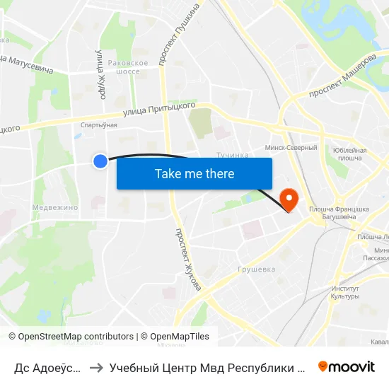 Дс Адоеўскага to Учебный Центр Мвд Республики Беларусь map