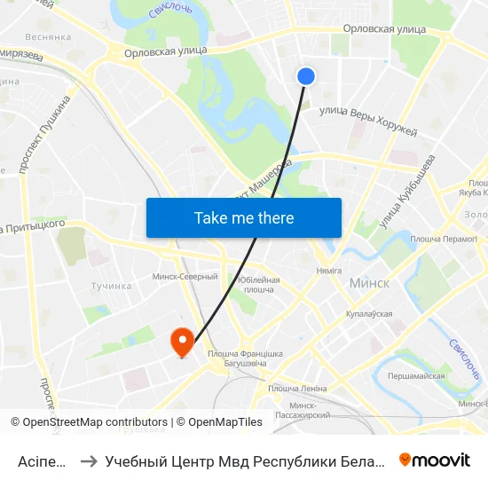 Асіпенкі to Учебный Центр Мвд Республики Беларусь map
