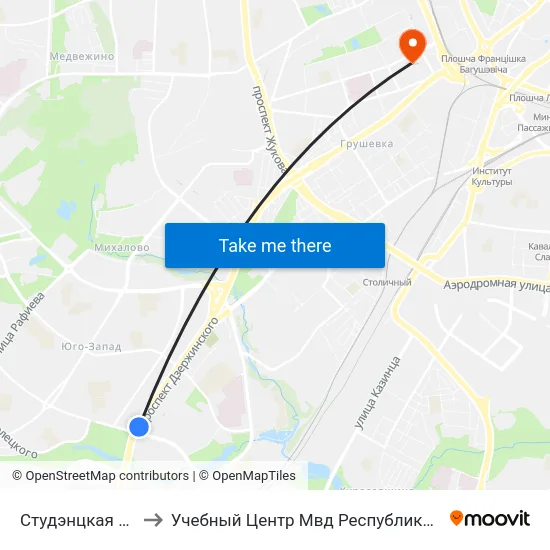 Студэнцкая Вёска to Учебный Центр Мвд Республики Беларусь map