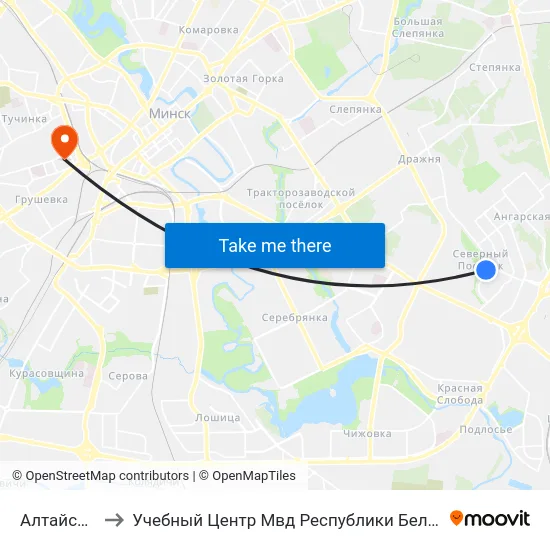 Алтайская to Учебный Центр Мвд Республики Беларусь map