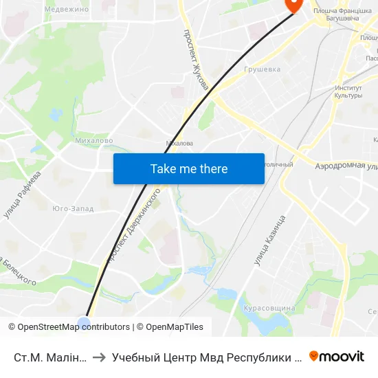 Ст.М. Малінаўка to Учебный Центр Мвд Республики Беларусь map