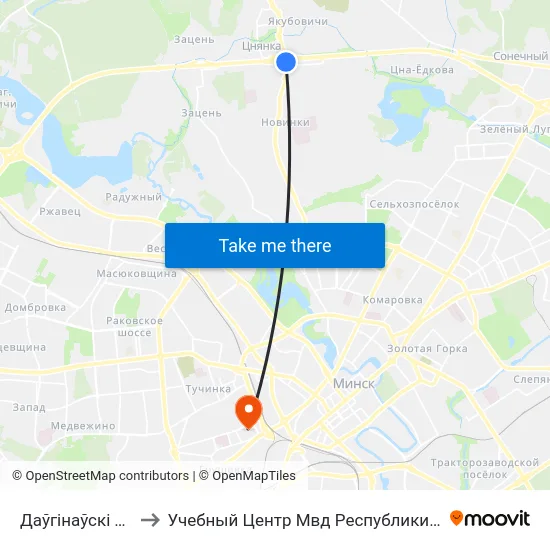 Даўгінаўскі Тракт to Учебный Центр Мвд Республики Беларусь map