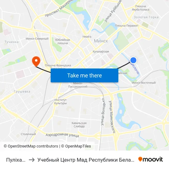 Пуліхава to Учебный Центр Мвд Республики Беларусь map