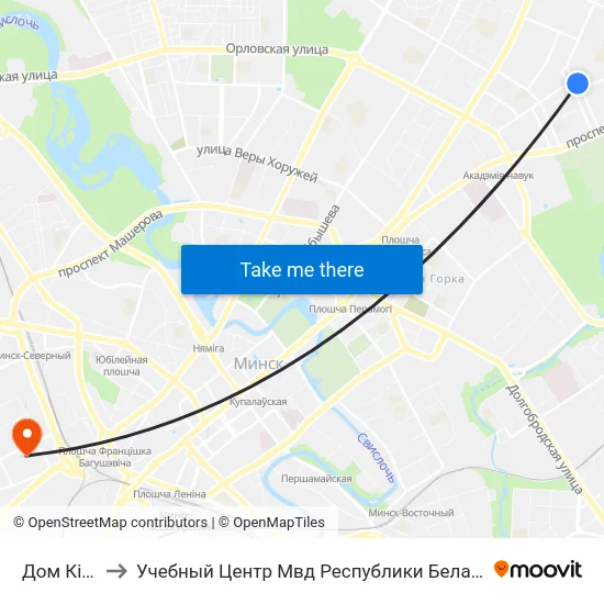 Дом Кіно to Учебный Центр Мвд Республики Беларусь map