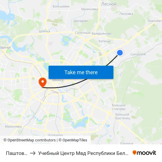Паштовая to Учебный Центр Мвд Республики Беларусь map