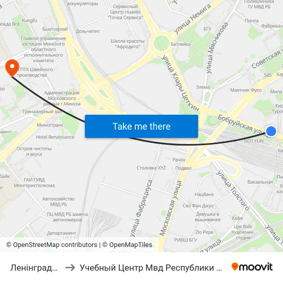 Ленінградская to Учебный Центр Мвд Республики Беларусь map